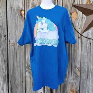 Blue Unicorn Tshirt Plus Size 2xl Rainbow Always Be You Graphic Fruit Loom